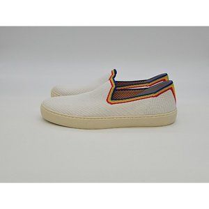 RARE Rothy's The Slip On White Rainbow Pride Sneakers